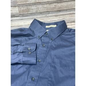 LL Bean Men’s Dress Shirt Satin Blue EUC‎ Size XL